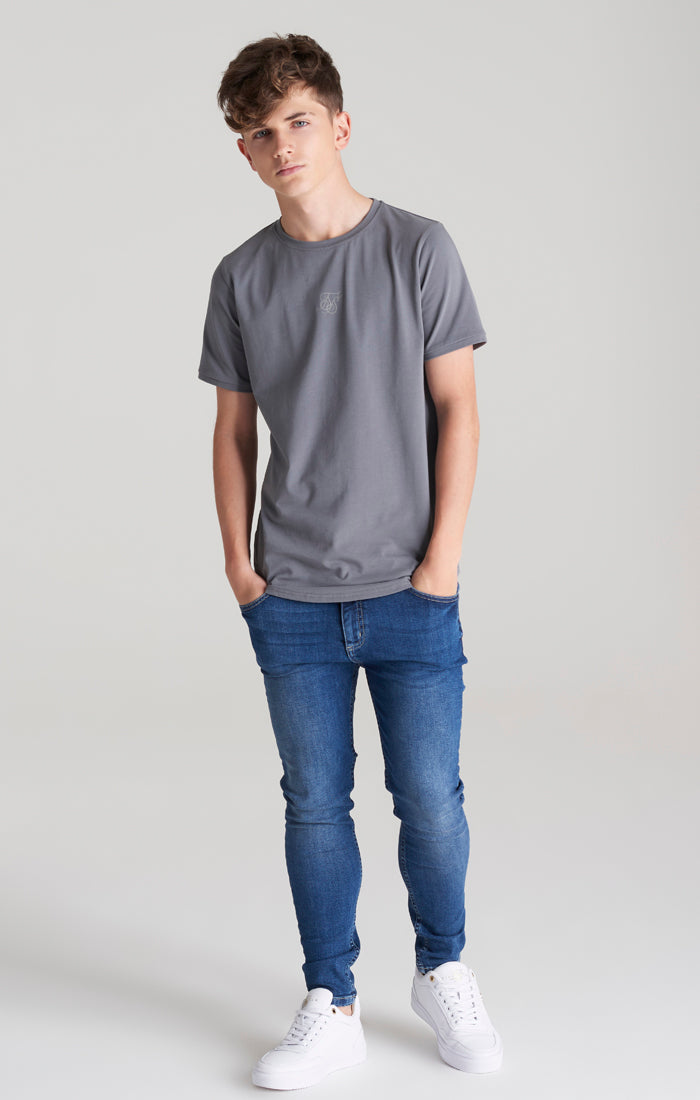 Boys Grey Back Print Scoop Hem T-Shirt (5)