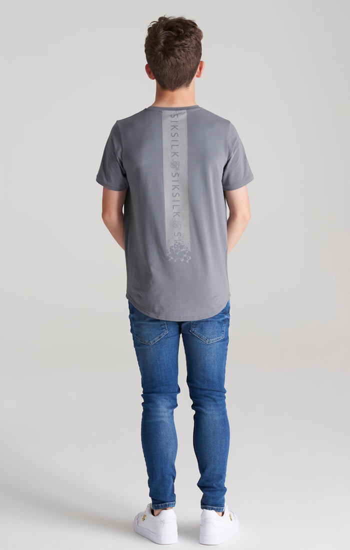 Boys Grey Back Print Scoop Hem T-Shirt (6)