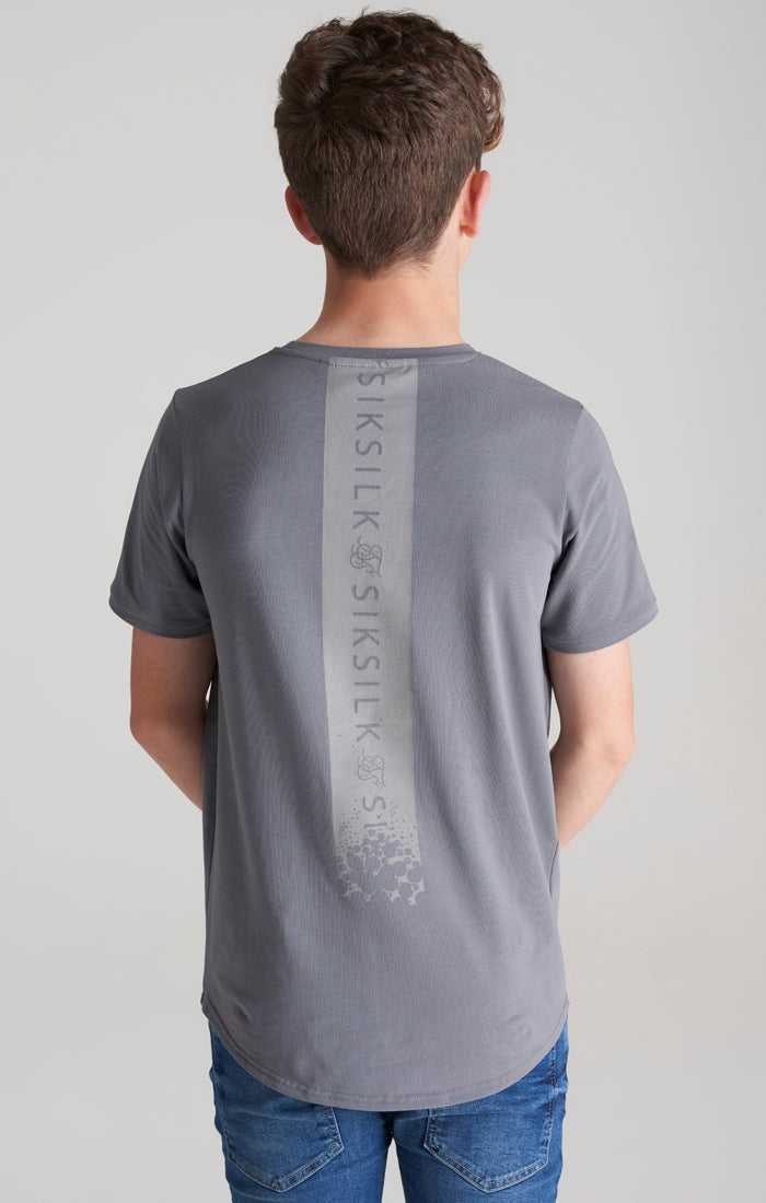 Boys Grey Back Print Scoop Hem T-Shirt