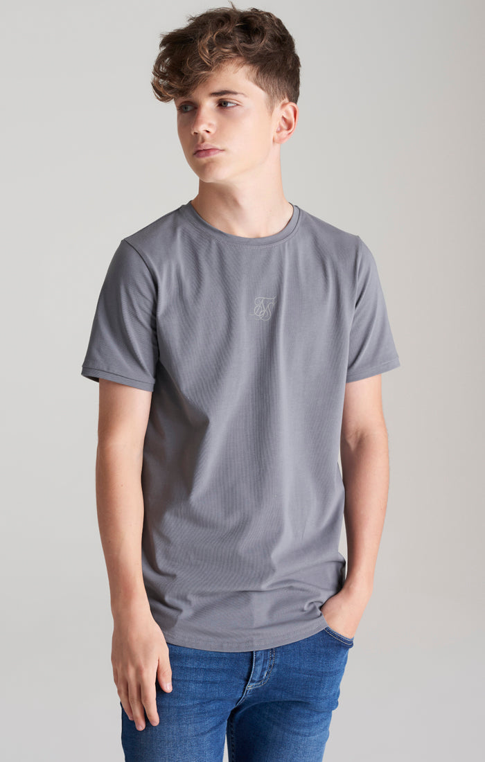 Boys Grey Back Print Scoop Hem T-Shirt (1)