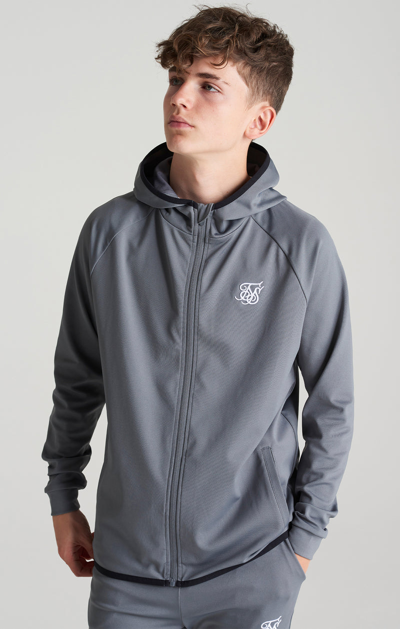 Boys Grey Essential Zip Thru Hoodie