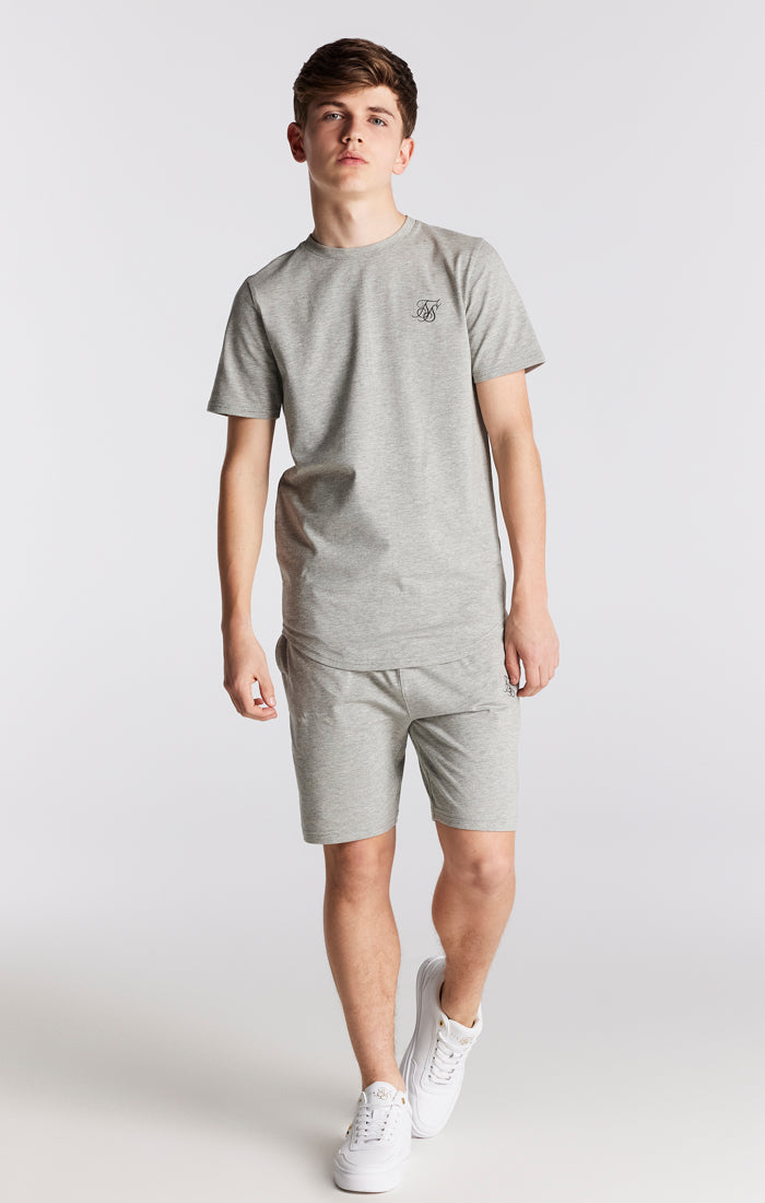 SikSilk Twin Set Tee & Shorts - Grey Marl