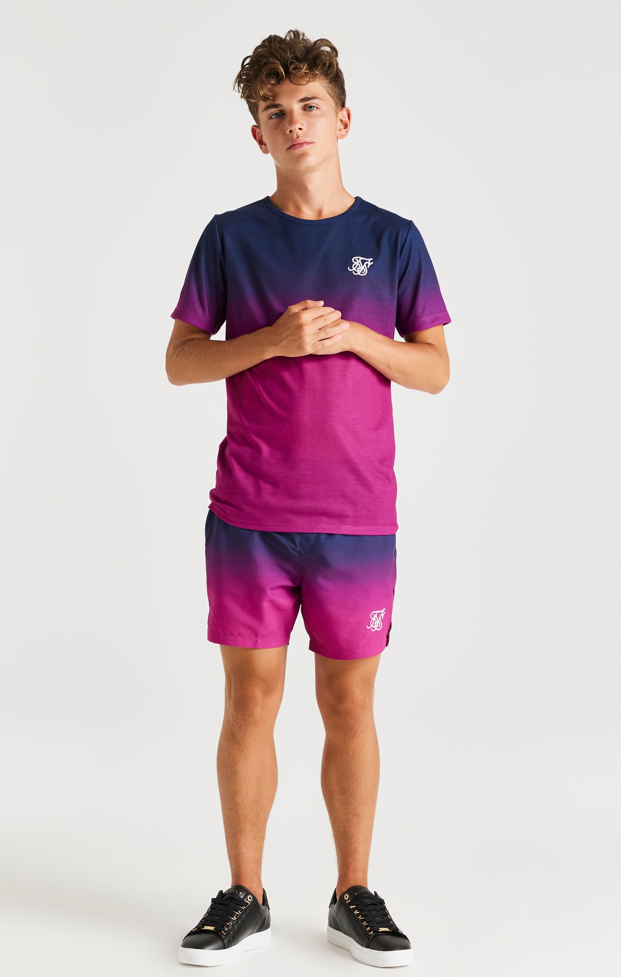 SikSilk Fade Swim Shorts - Navy & Pink (2)