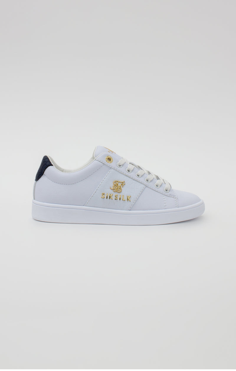 White Juniors Low-Top Classic Trainer With Metal Logo