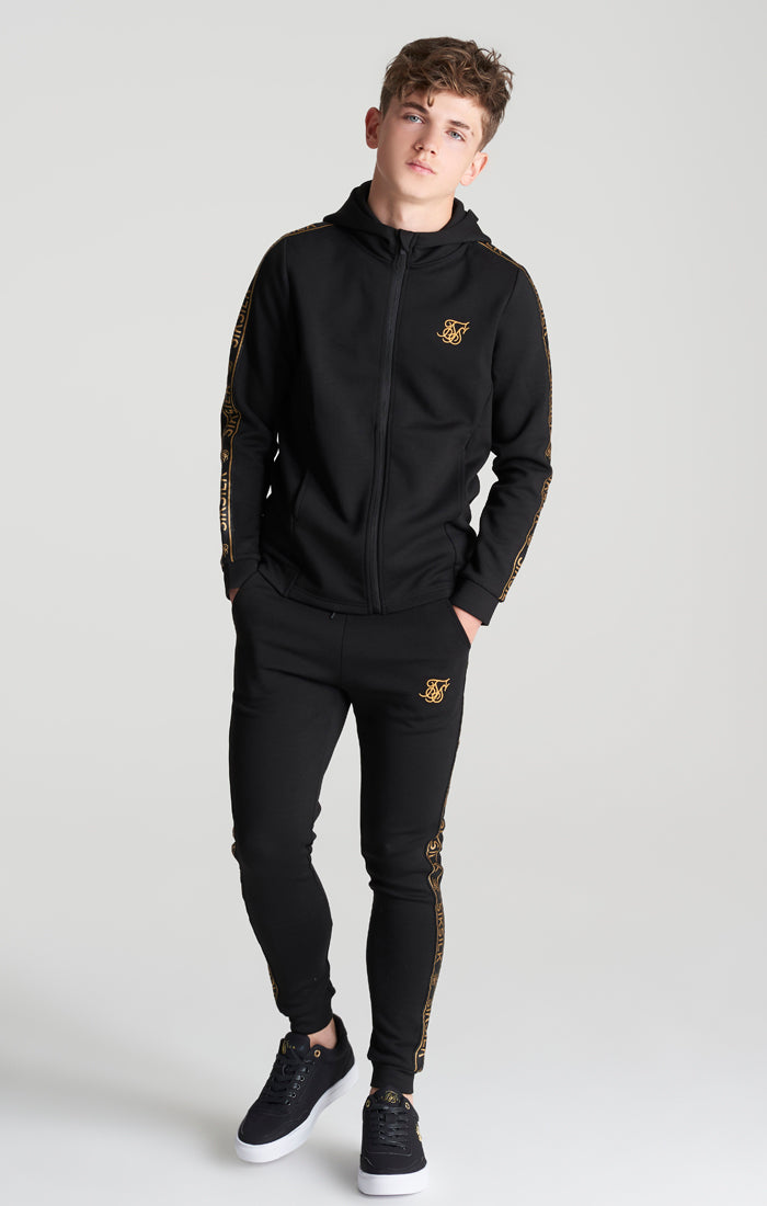 Boys Black Poly Taped Tracksuit