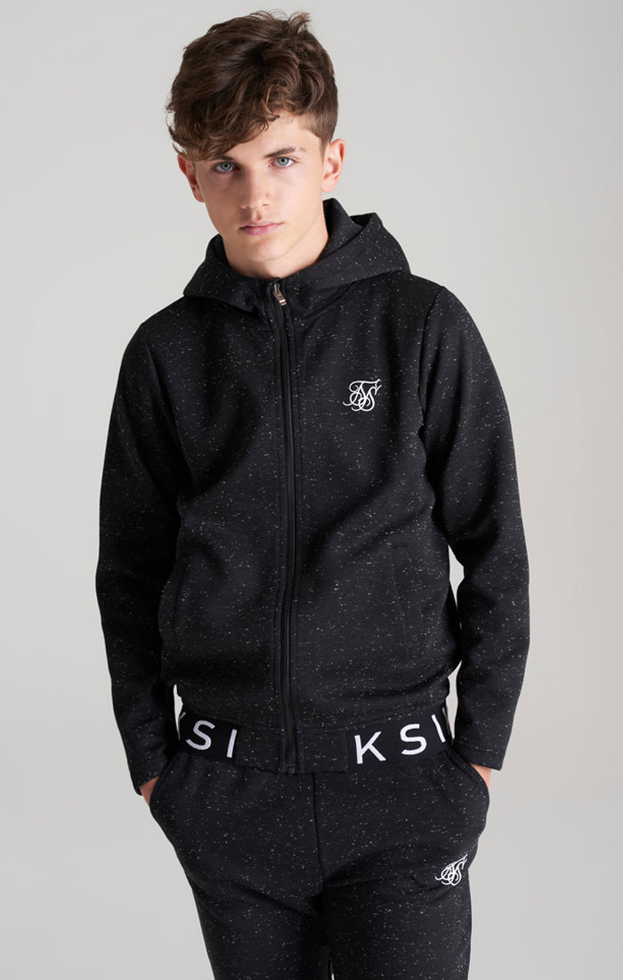 Boys Black Neps Zip Thru Hoodie SikSilk NZ - Main Image