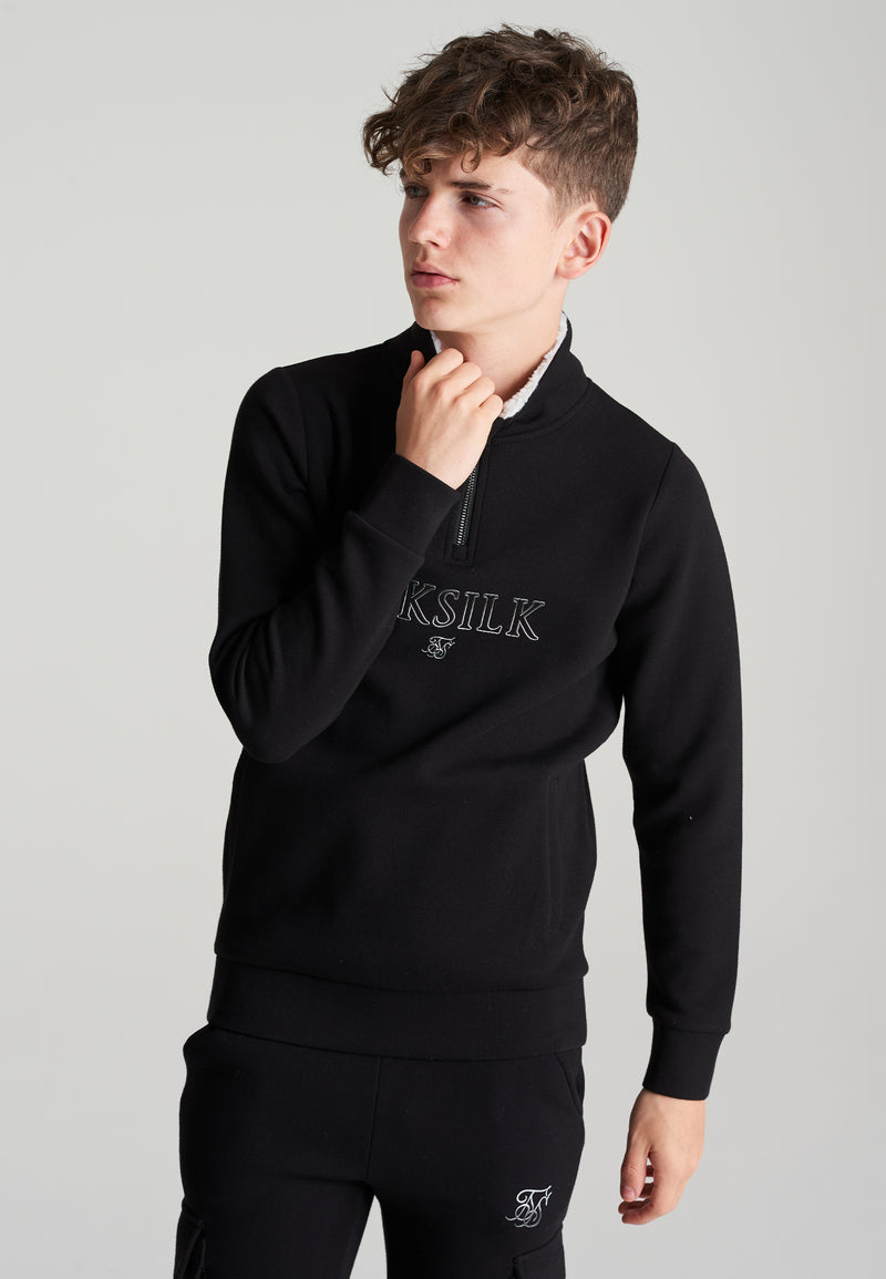 Boys Black Borg 1/4 Funnel Neck Hoodie