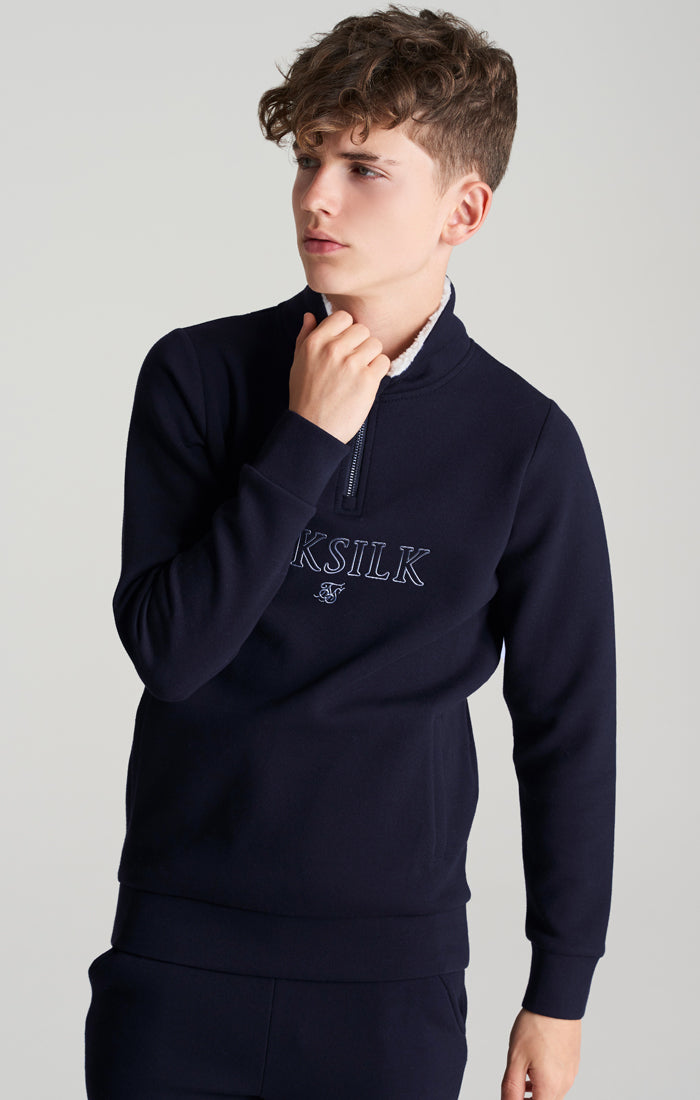 Boys Navy Borg 1/4 Zip Funnel Neck
