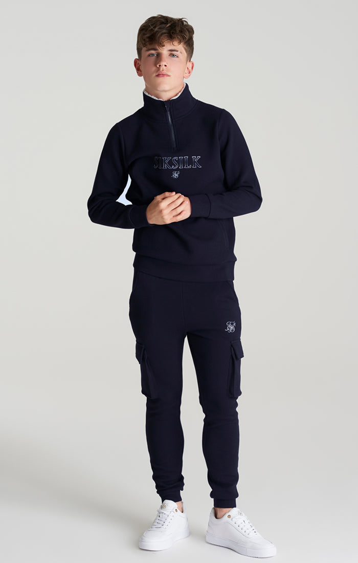Boys Navy Borg 1/4 Zip Funnel Neck (1)