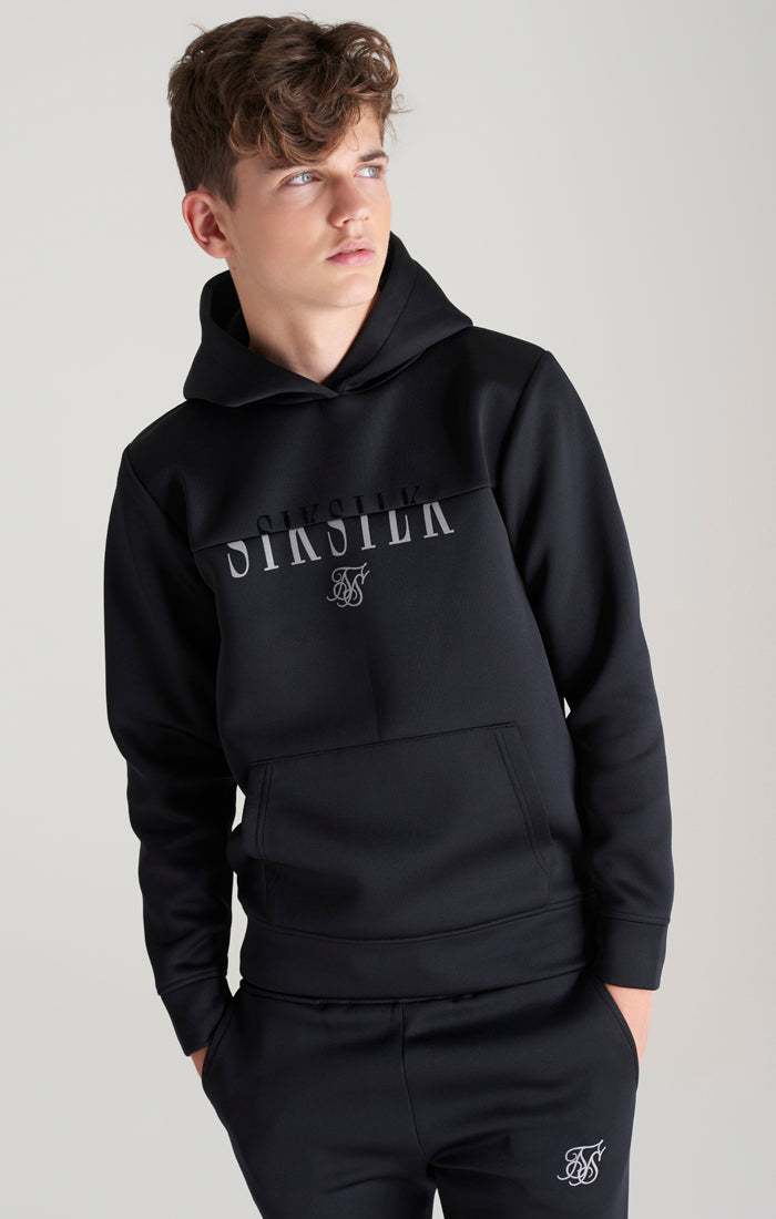 Boys Black Cut And Sew Logo Overhead Hoodie