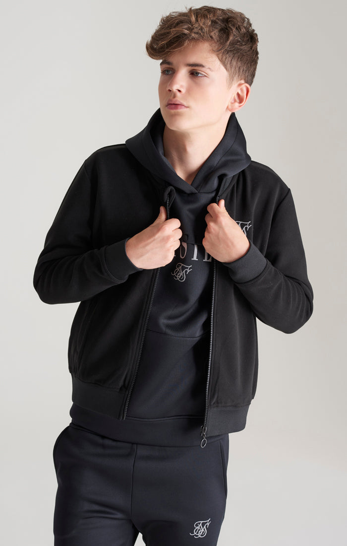 Boys Black Metallic Logo Bomber