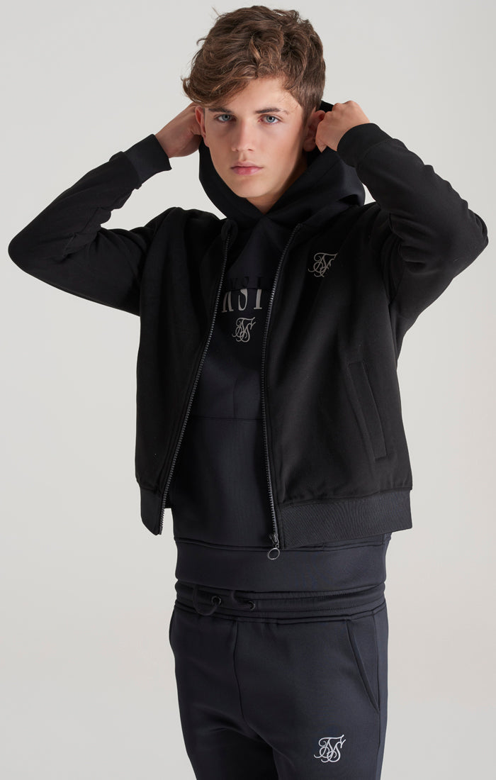Boys Black Metallic Logo Bomber (1)