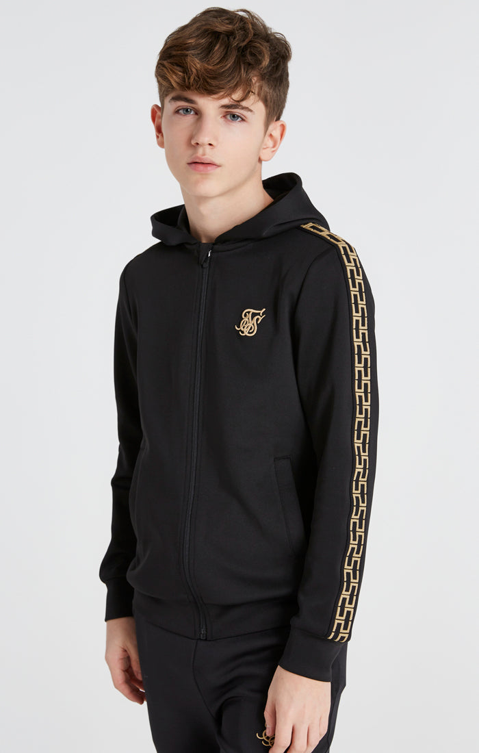 Boys Black Taped Zip Thru Hoodie