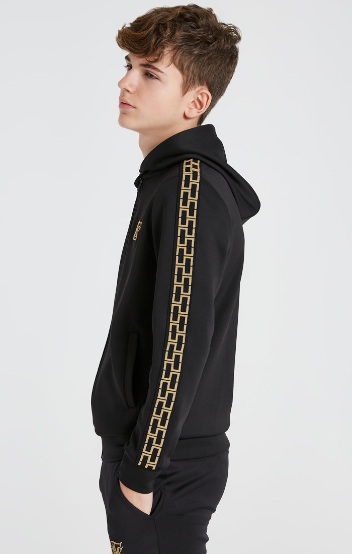 Boys Black Taped Zip Thru Hoodie (1)