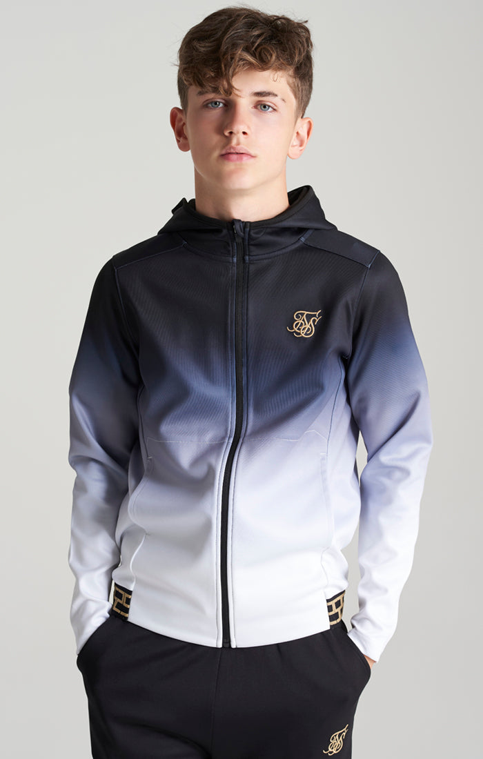 Boys Black Fade Taped Zip Thru Hoodie (1)