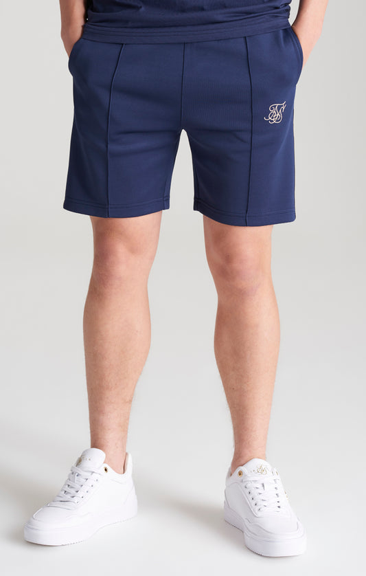 Boys Navy Taped Pleated Short