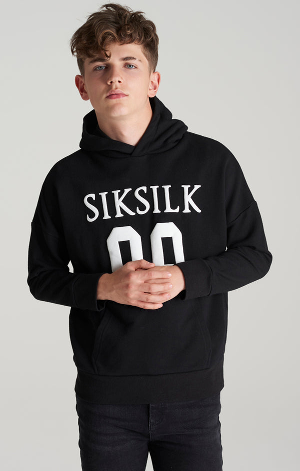 Boys Black Relaxed Fit Hoodie
