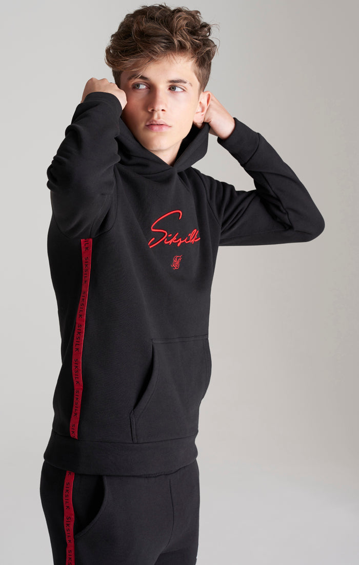 Boys Black Taped Overhead Hoodie
