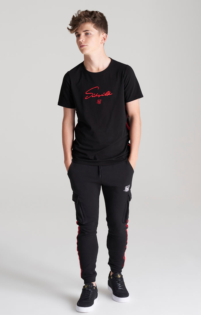 Boys Black Taped T-Shirt (2)