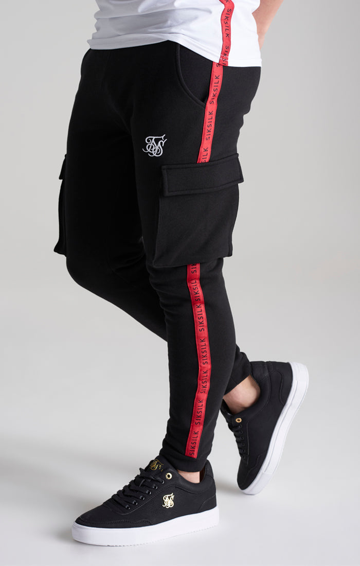 Boys Black Taped Cargo Jogger