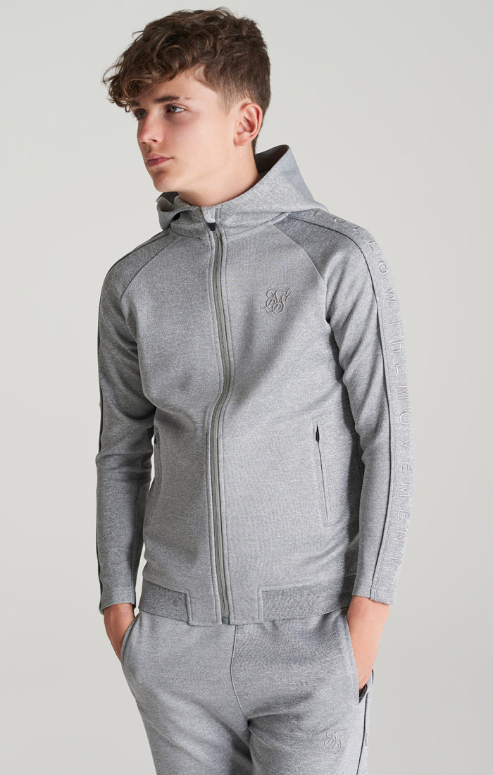 Boys Grey Marl Taped Zip Thru Hoodie