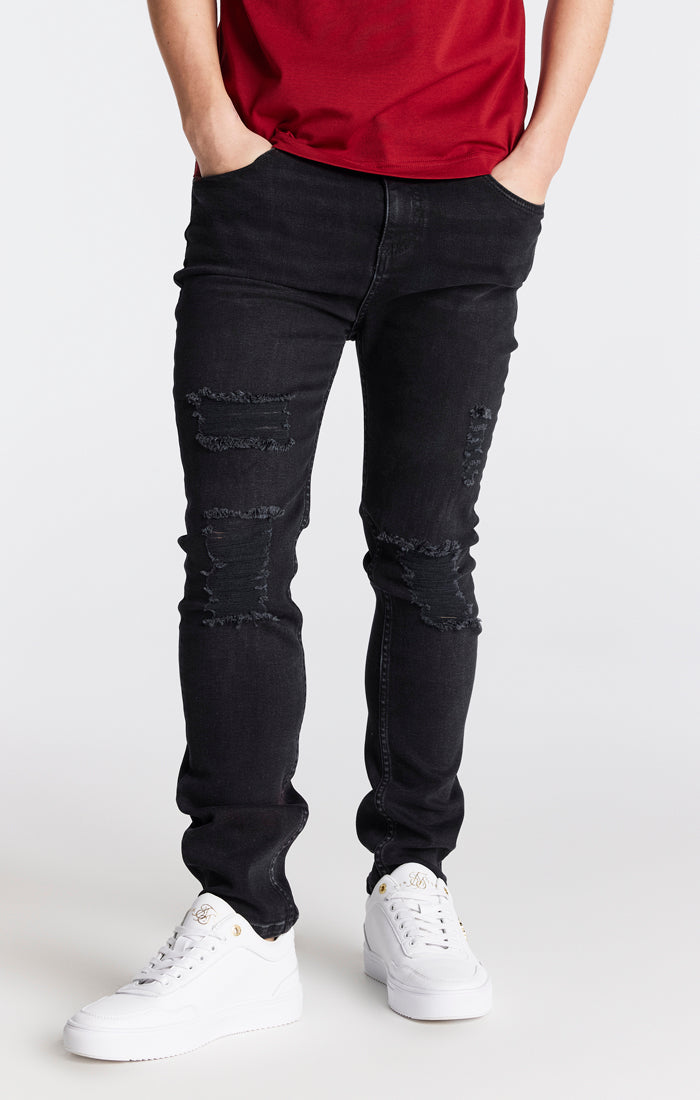 Boys Black Distressed Slim Denim Jean