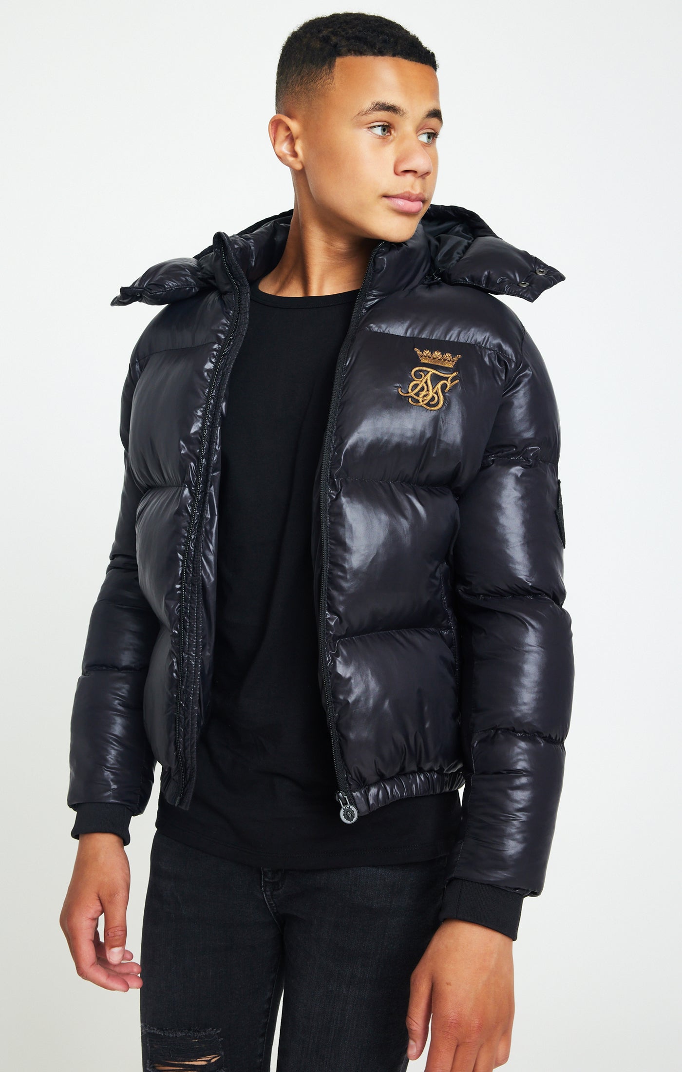 Parka Coat Siksilk Fur Hood Padded Jacket Cazadora Siksilk Abrigo
