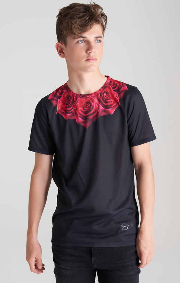 Boys Black Rose T-Shirt