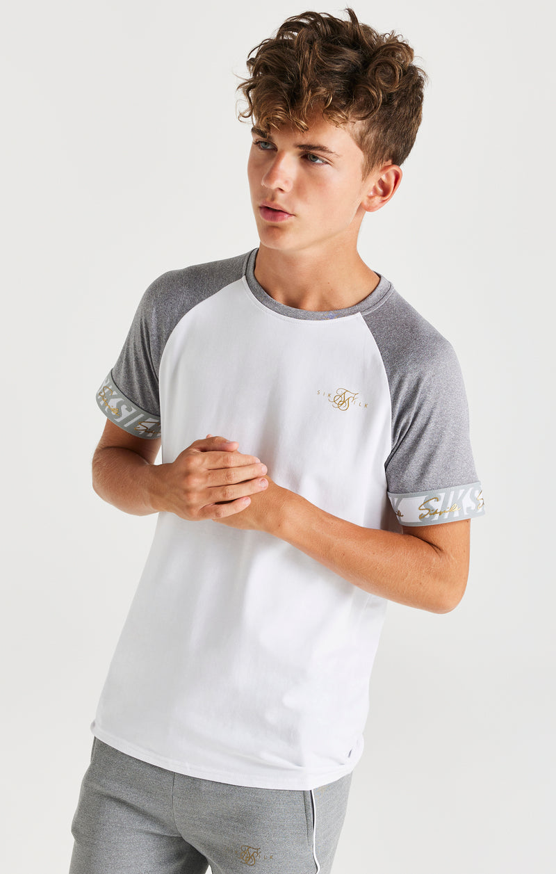 SikSilk Scope Signature Tape Tech Tee - White & Grey Marl