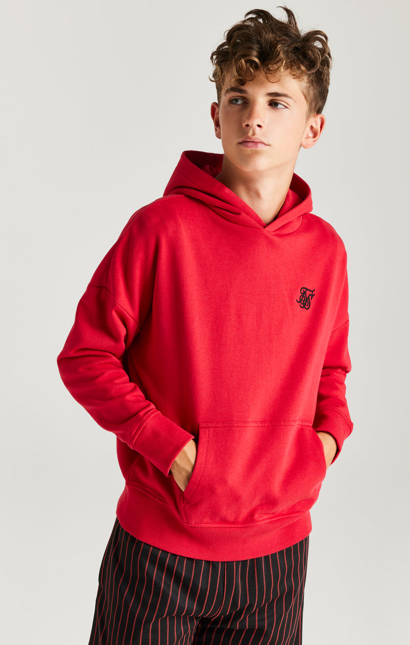 Boys Red Hood Logo Overhead Hoodie