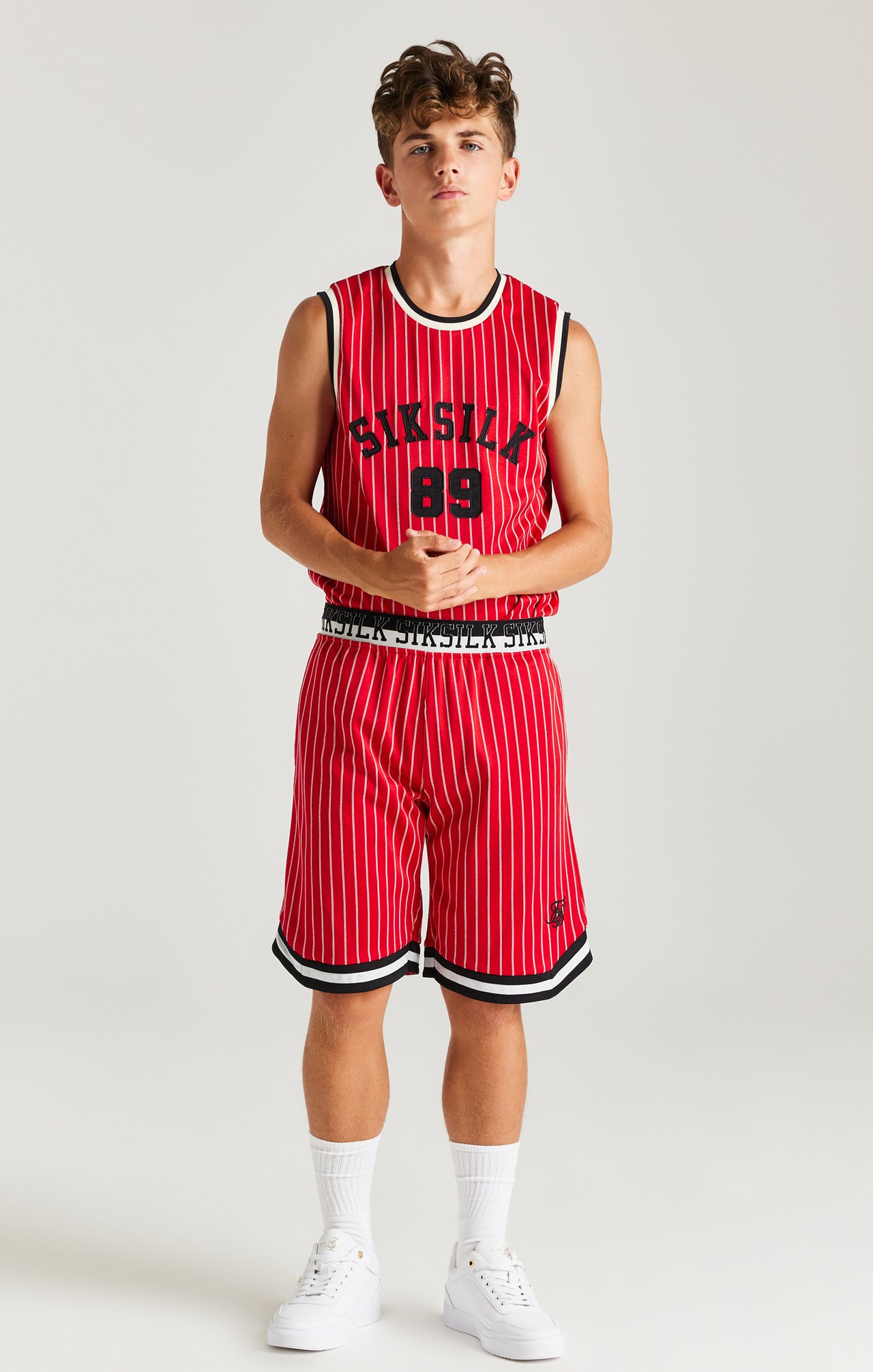 SikSilk Retro Classic Basketball Shorts - Red (2)