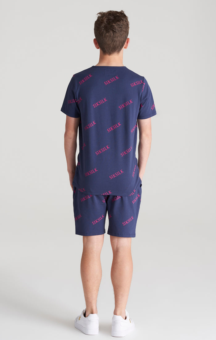 Load image into Gallery viewer, Boys Navy Monogram Printed Short (5)