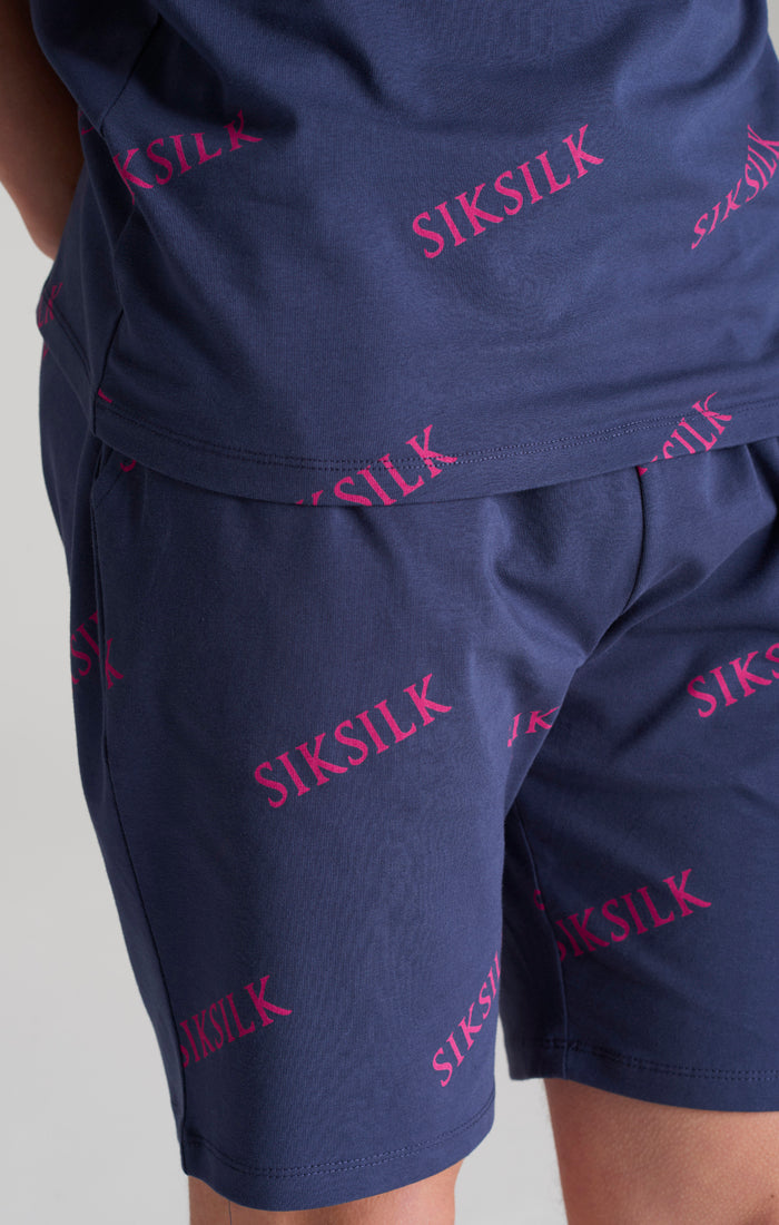 Load image into Gallery viewer, Boys Navy Monogram Printed Short (6)