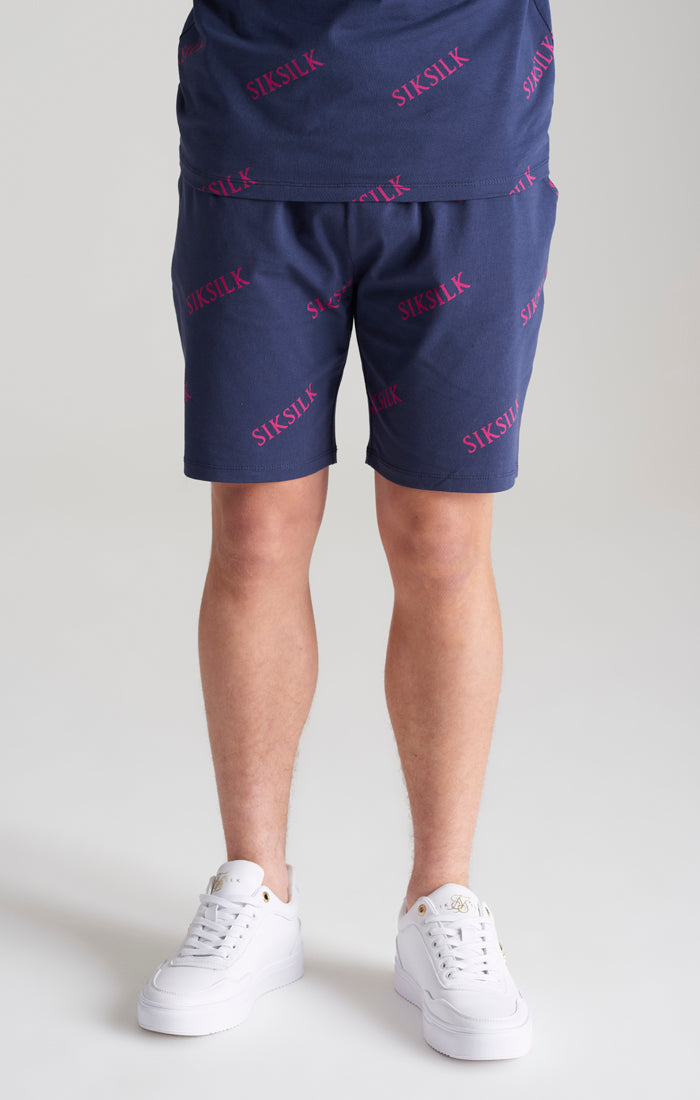 Boys Navy Monogram Printed Short (1)