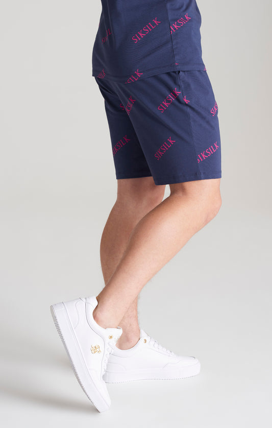 Boys Navy Monogram Printed Short