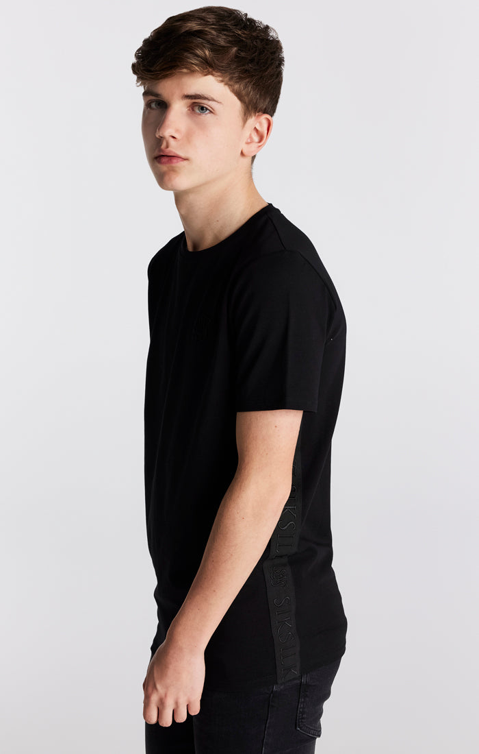 Boys Black Side Taped T-Shirt (1)