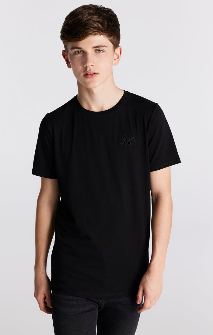 Boys Black Side Taped T-Shirt