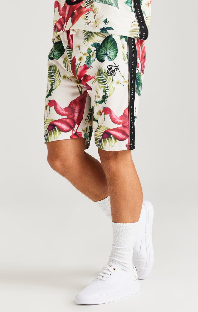 SikSilk Retro Tropics Tape Shorts - Ecru