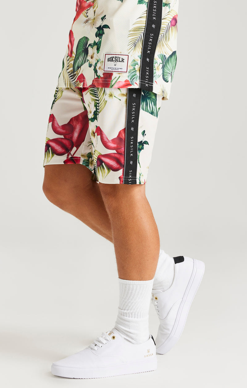 SikSilk Retro Tropics Tape Shorts - Ecru (1)