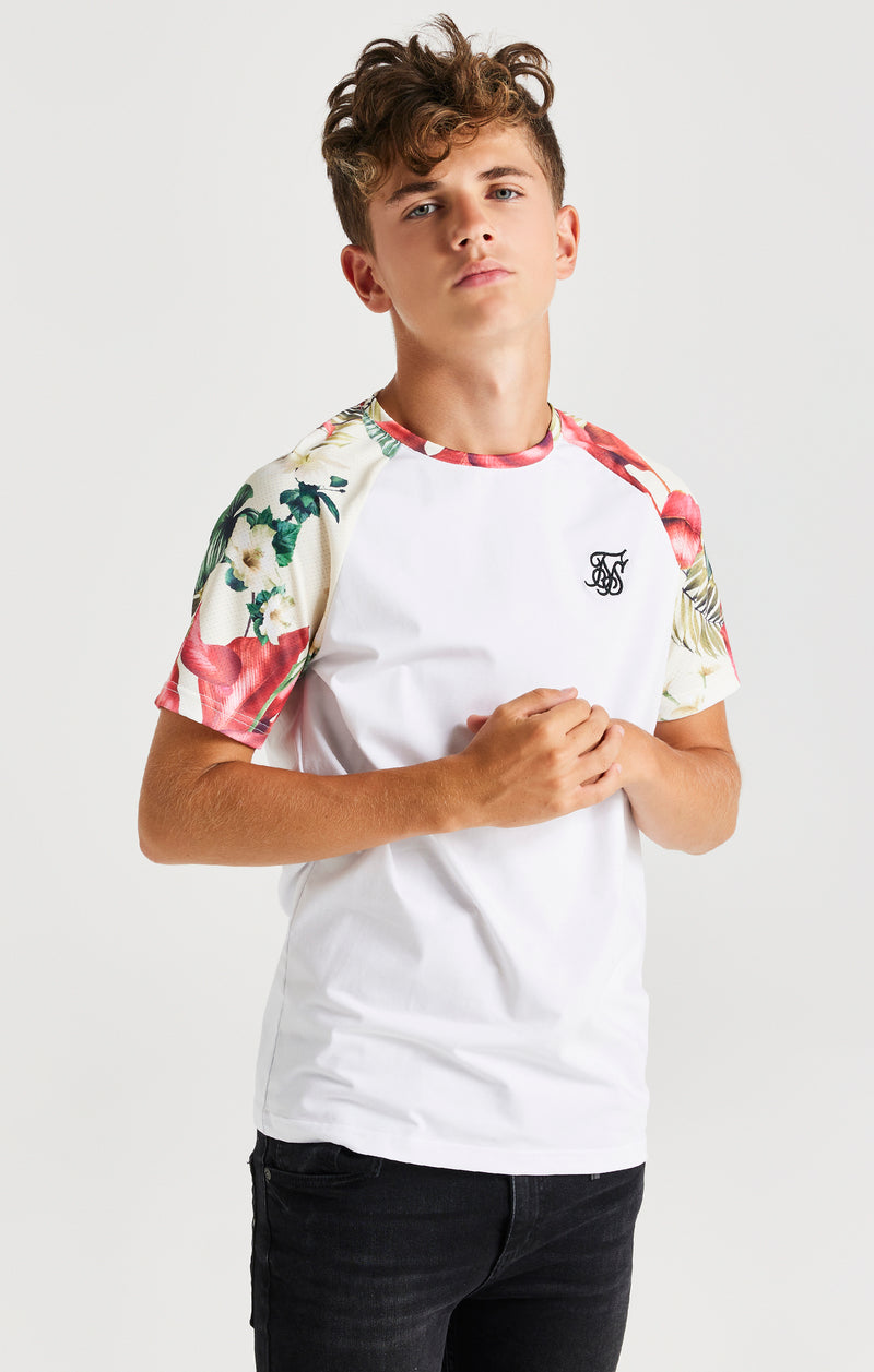 SikSilk Retro Tropics Status Tech Tee - White & Ecru