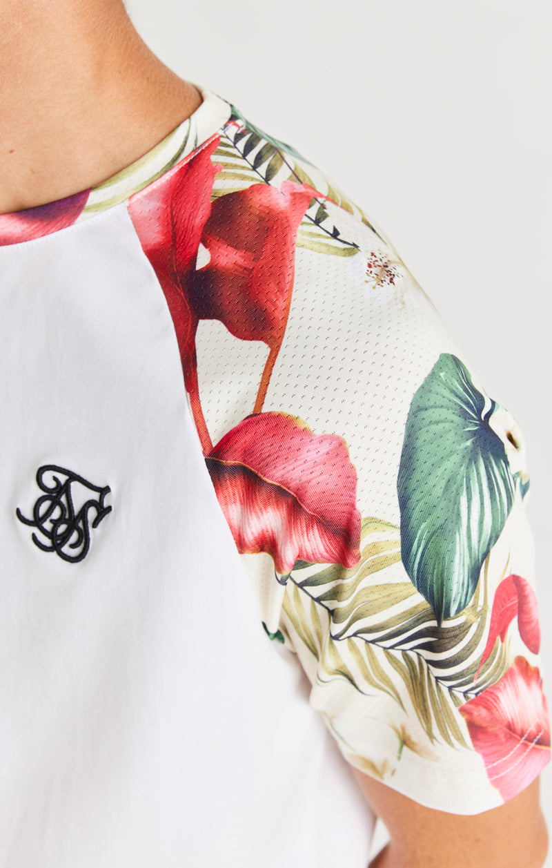 SikSilk Retro Tropics Status Tech Tee - White & Ecru (1)