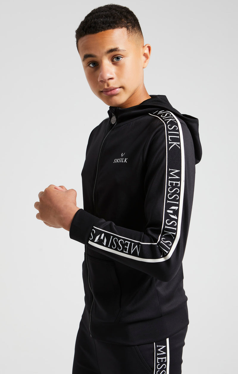Boys Messi x SikSilk Black Taped Zip Thru Hoodie