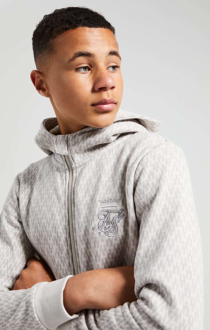 Boys Messi x SikSilk Grey Printed Zip Thru Hoodie (1)