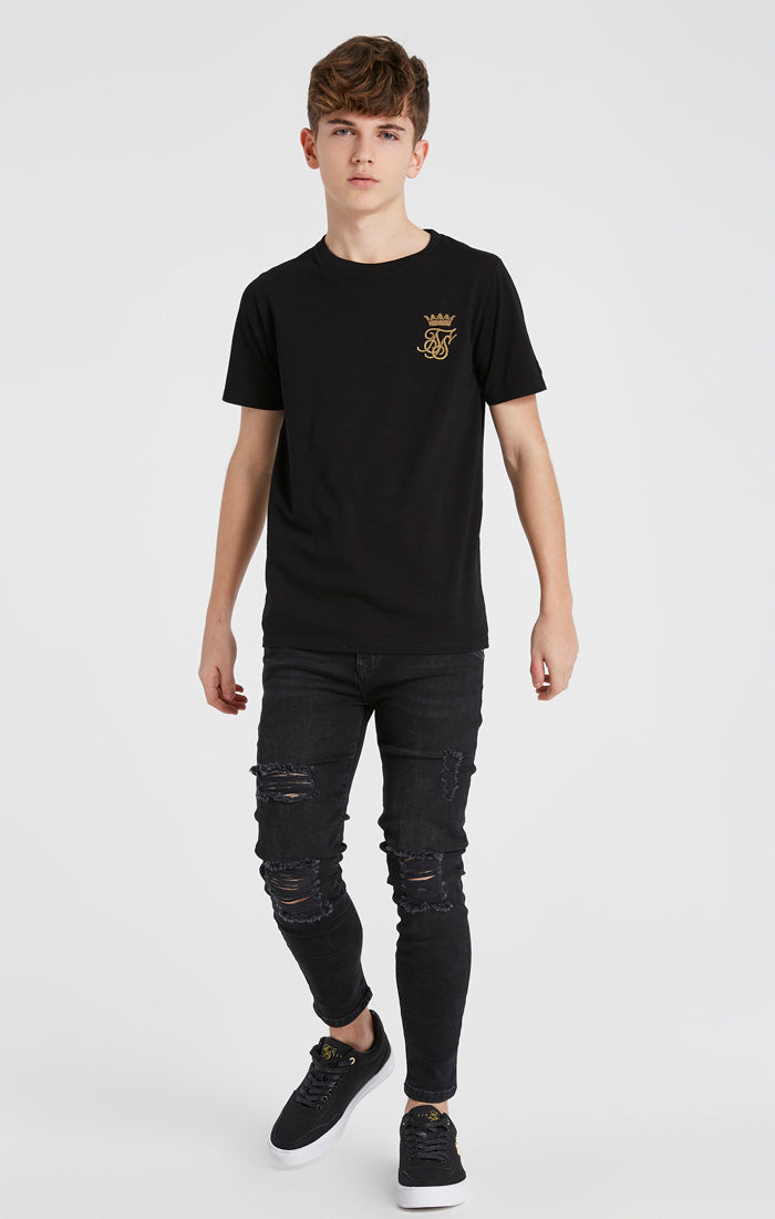 Boys Messi x SikSilk Black Distressed Skinny Denim Jean (3)