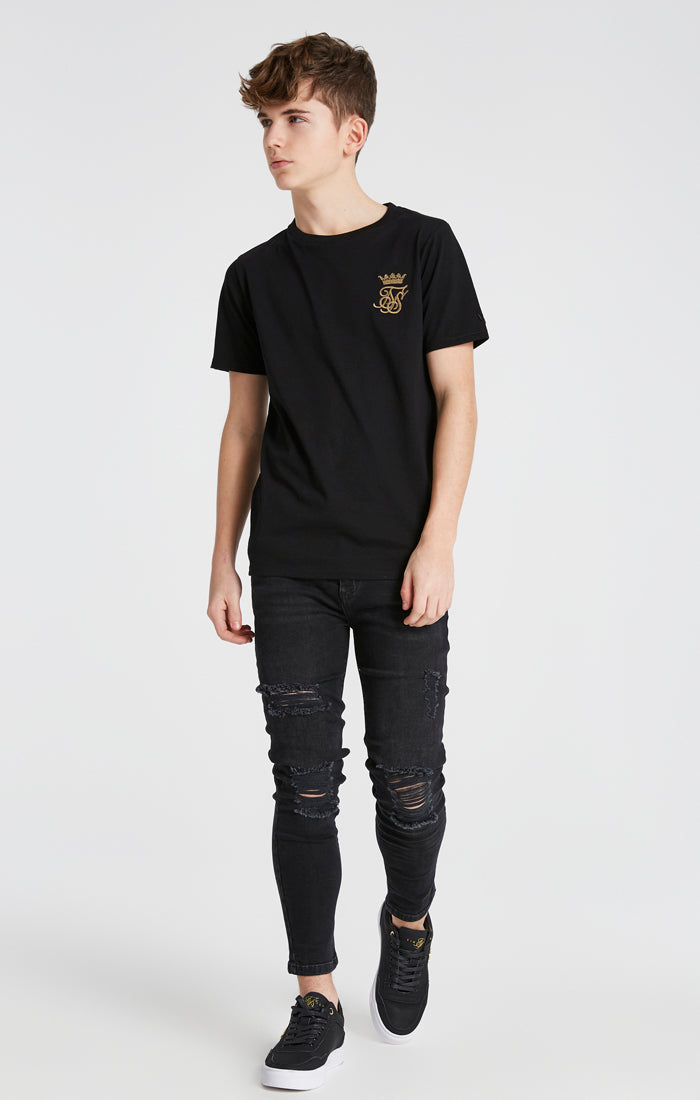 Boys Messi x SikSilk Black Distressed Skinny Denim Jean (4)