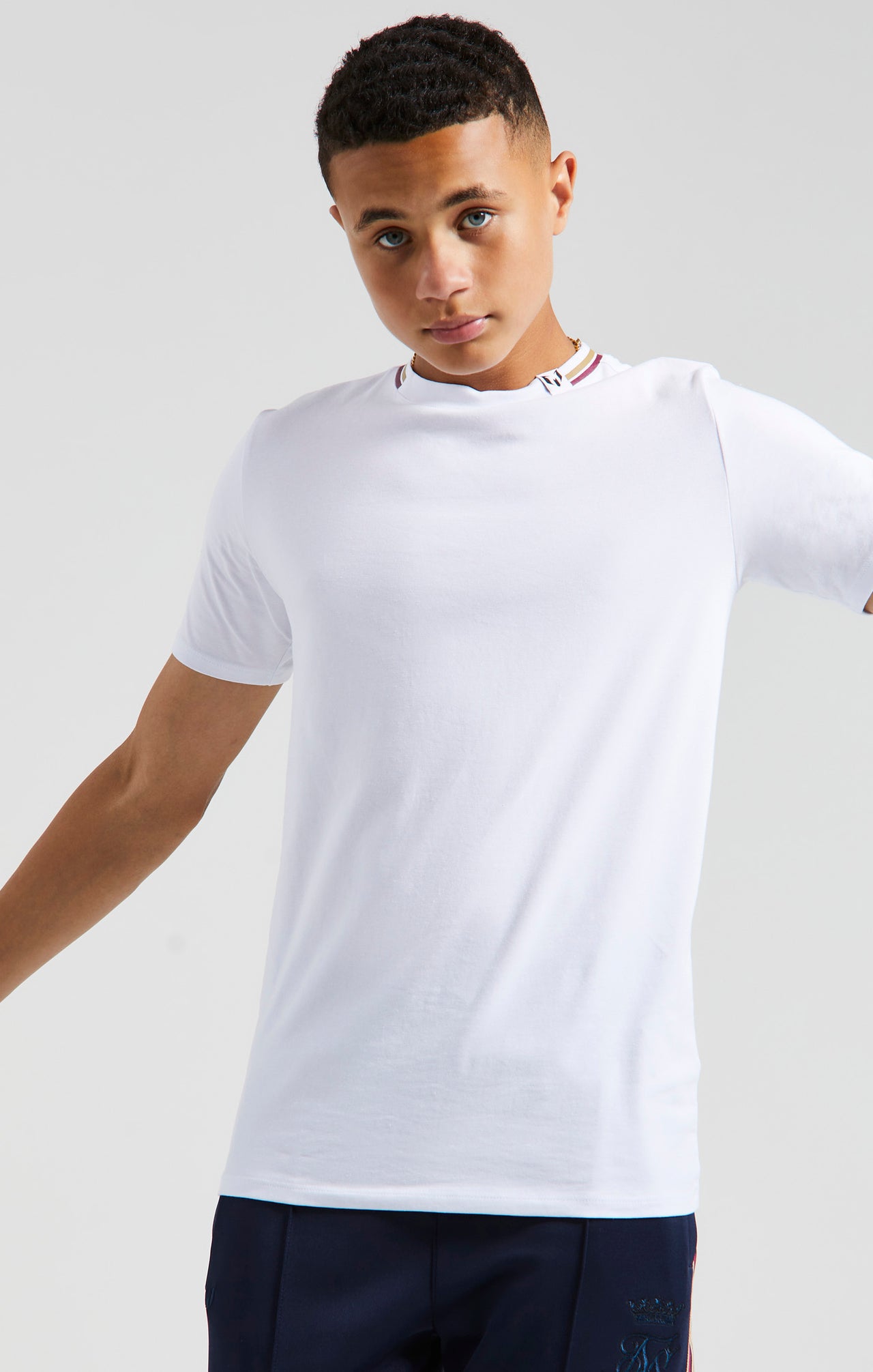 Boys Messi x SikSilk White Collar Detail T-Shirt (1)