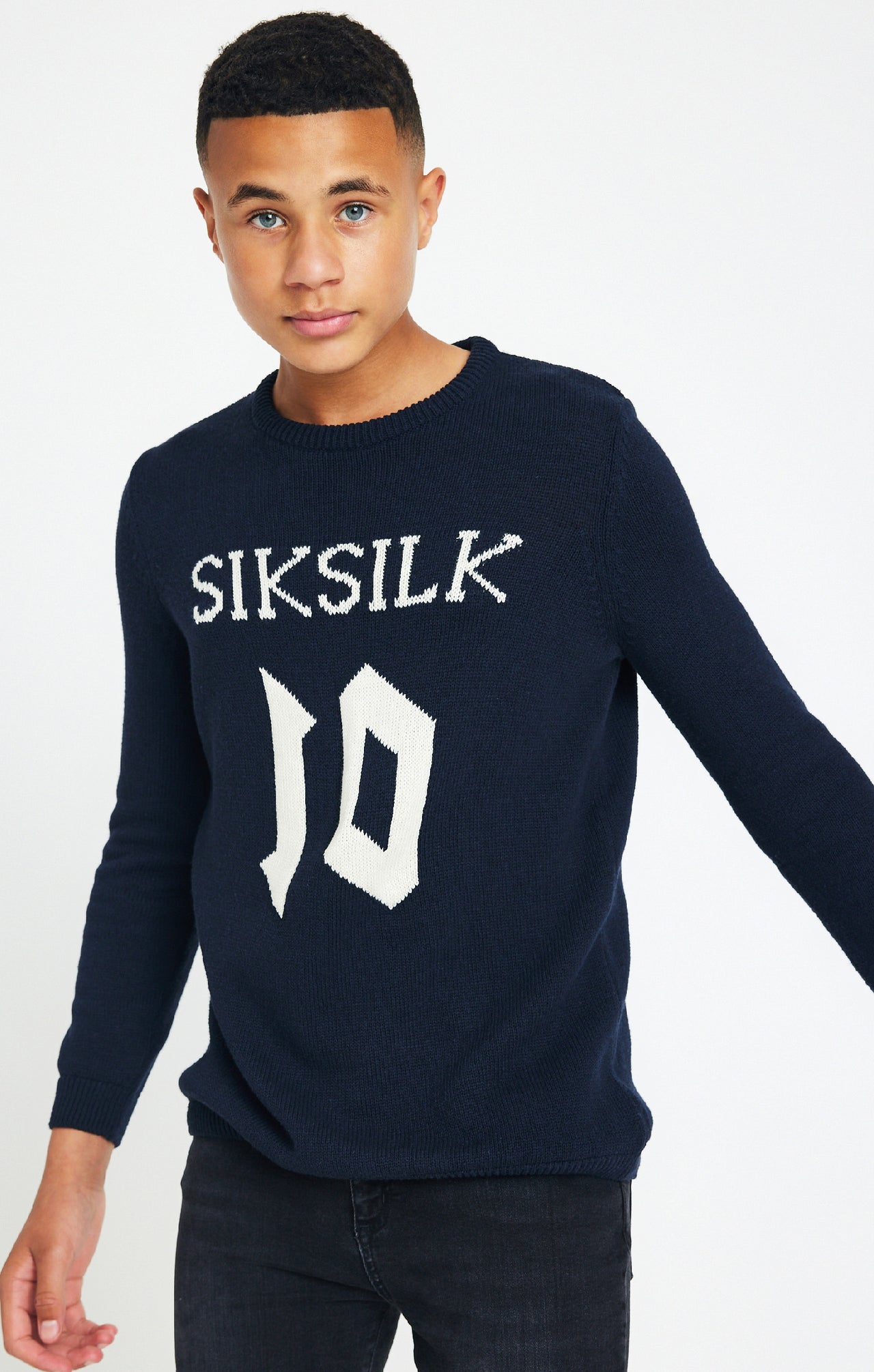 Boys Messi x SikSilk Navy Knitted Jumper (1)