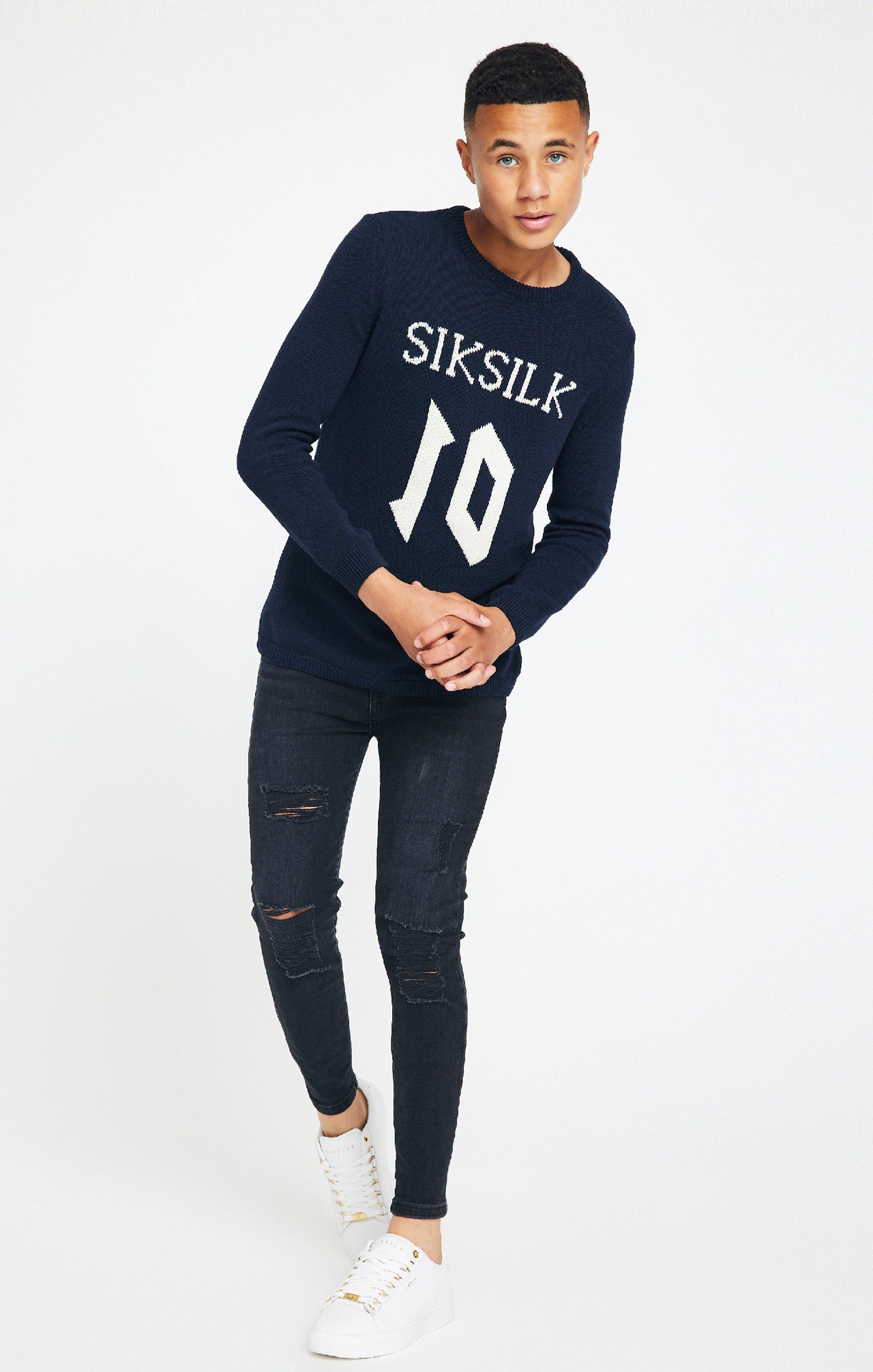 Boys Messi x SikSilk Navy Knitted Jumper (3)