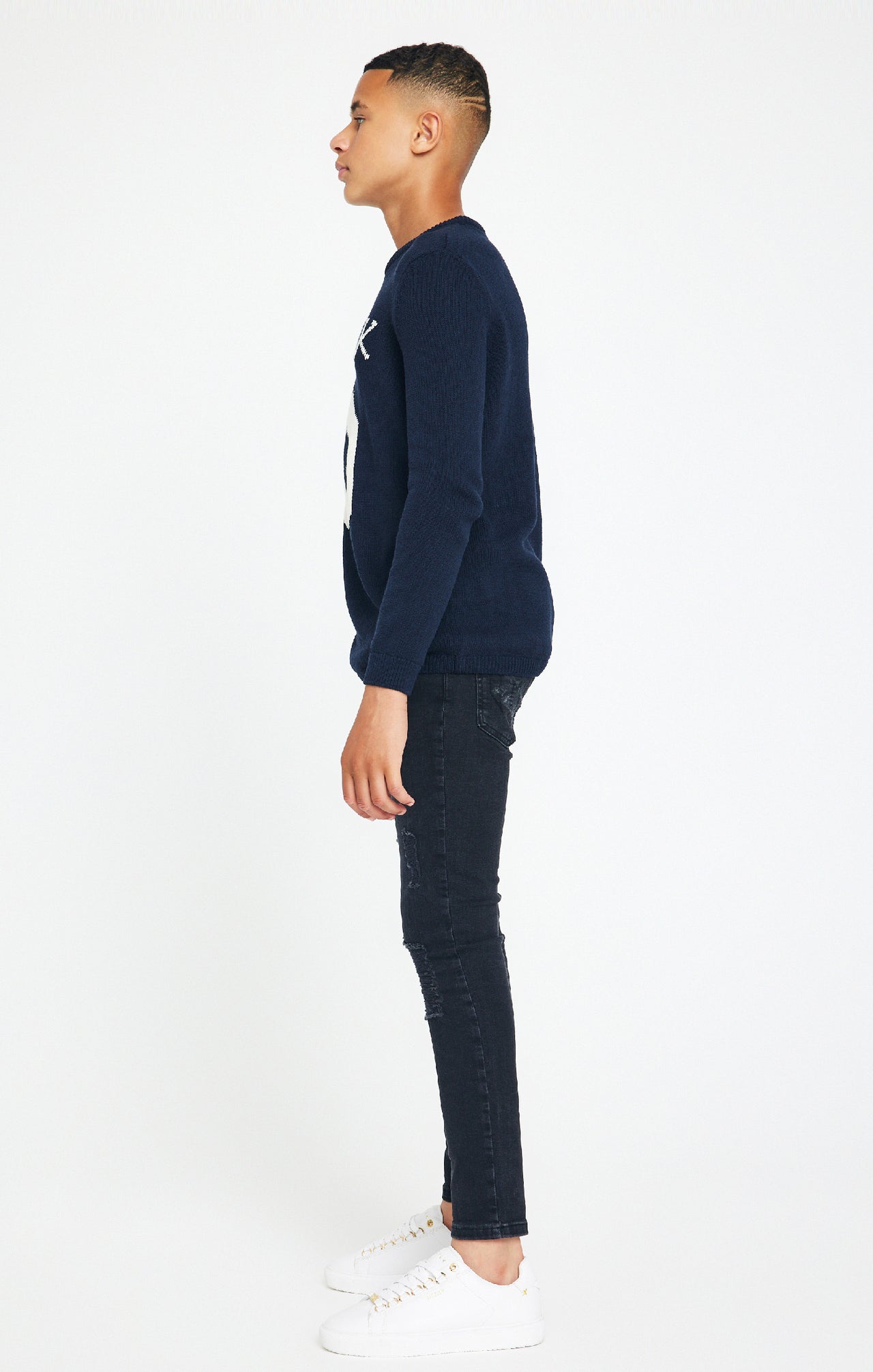 Boys Messi x SikSilk Navy Knitted Jumper (4)