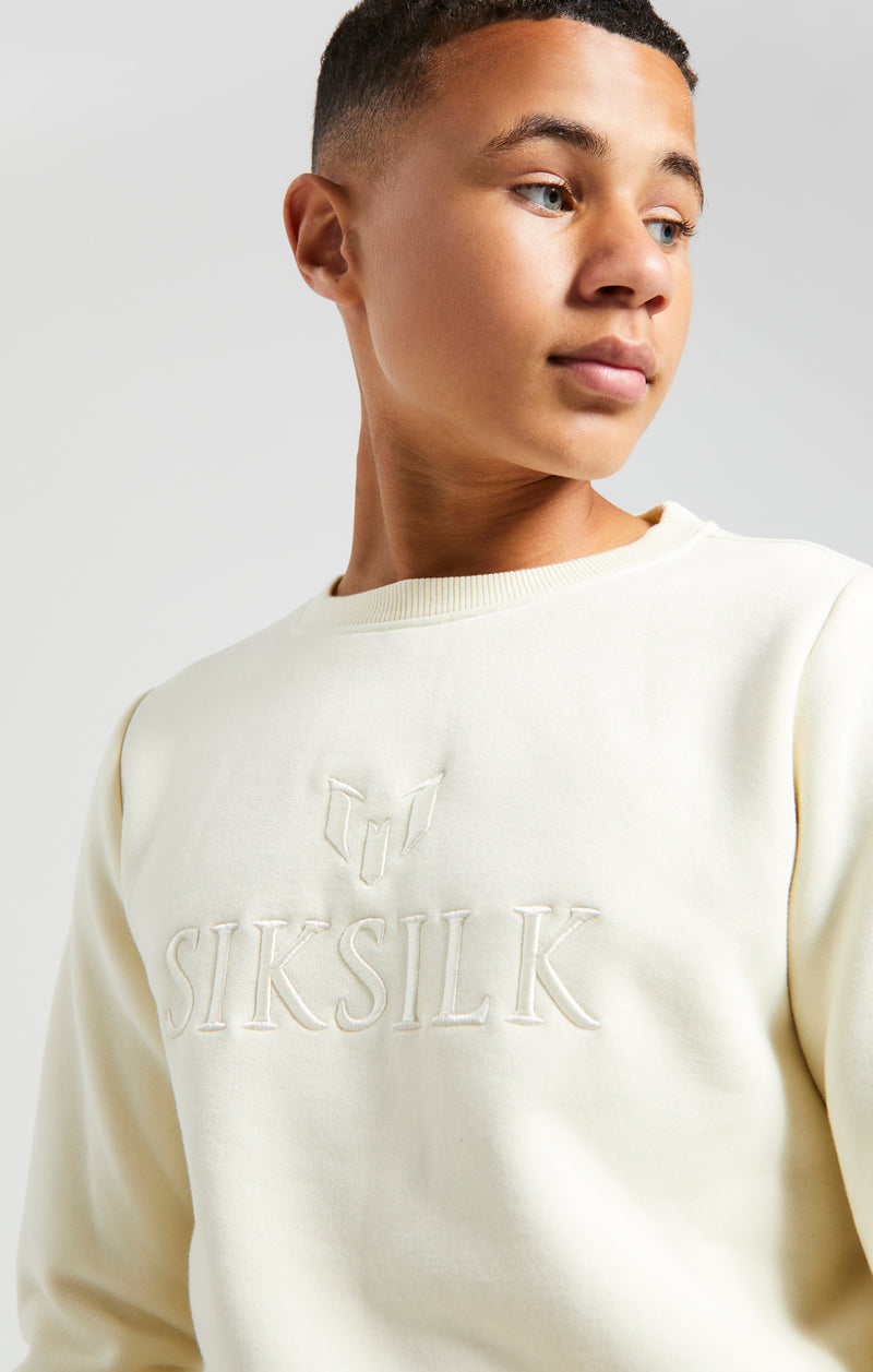 Boys Messi x SikSilk Ecru Embroidered Crew (1)